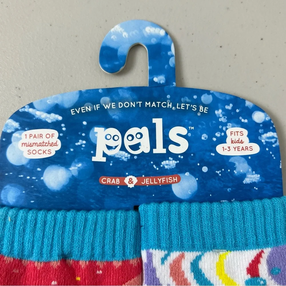 NWT Paals Crab & Jellyfish Mismatched Socks Kids 1-3 Years Gripper Socks